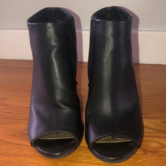 Women’s Black Open-toe Pump Heeled Booties - Picture 2 of 3